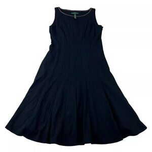 Lauren Ralph Lauren A-Line Dress Women’s 6 Black Manor Born Pleated NWT $139